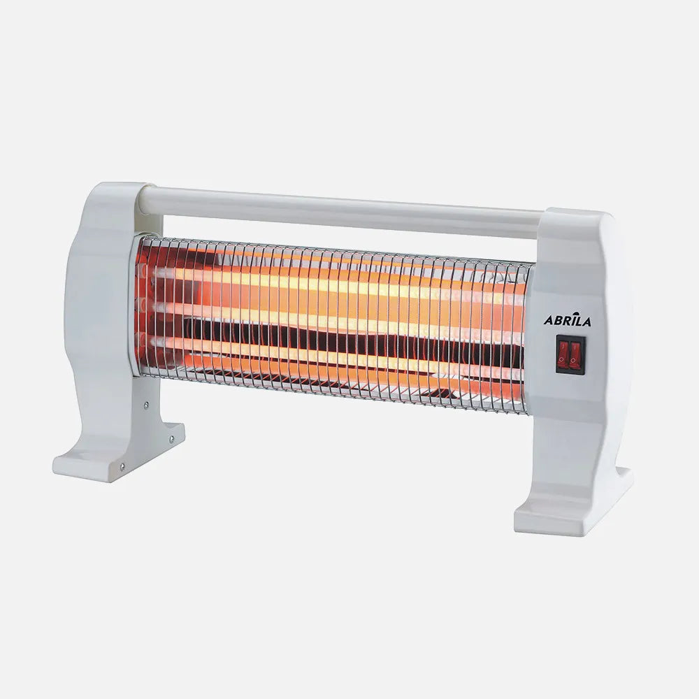 ESTUFA ELECT.DE CUARZO IGNEO 1200W BLANCO 3POTENCIAS 3ELEMENTOS PORTATIL ANTIVUELCO 26X50X12 CM