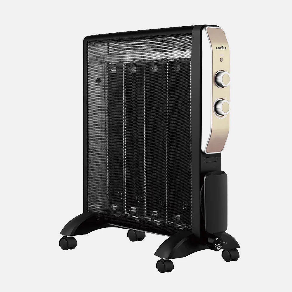 RADIADOR DE MICA ABRIGO 2000W 4ELEMENTOS BLANCO/PLATA 2POTENCIAS ANTIVUELCO,LUZ IND.TERMOSTATO REG.61,5X56X26,5 CM