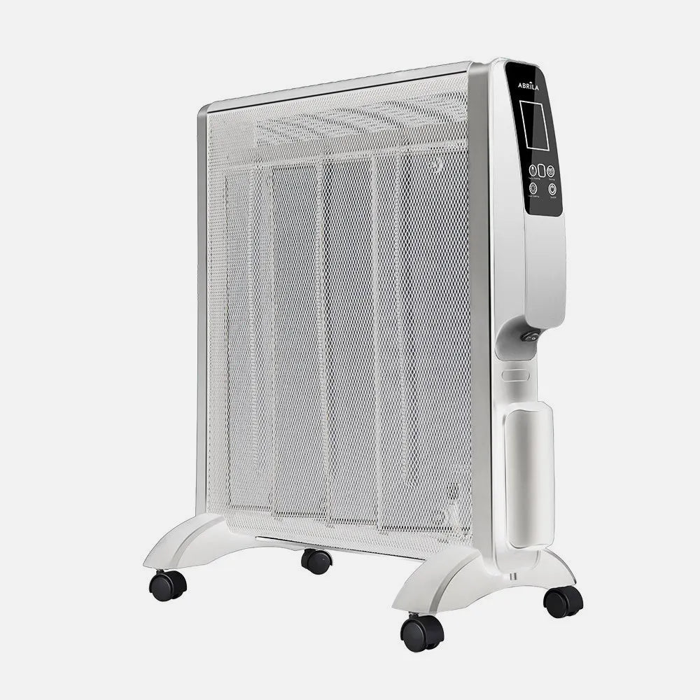 RADIADOR DE MICA ABRIGO 2000W 4ELEM BLANCO/PLATA REMOTO 2POTENCIAS ANTIVUELCO TEMPORIZ.DISPLAY 61,5X56X26,5 CM