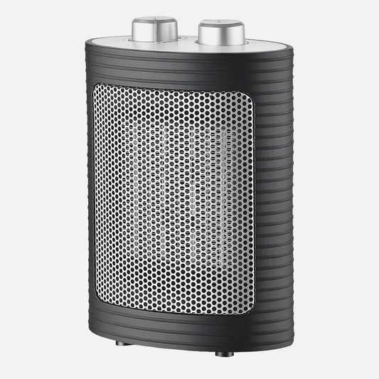TERMOVENTILADOR CERAMICO 1500W NEGRO/PLATA 3FUNCIONES 2POTENCIAS TERMOST.REG.ANTIVUELCO 22X15X9 CM
