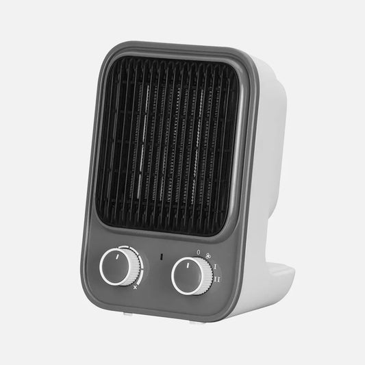 TERMOVENTILADOR CERAMICO PTC JUNCO 1500W GRIS/BLANCO 2POT.3FUN.ANTIVUELCO SEGURID.LUZ .IND.22,2X15,4X11,5CM