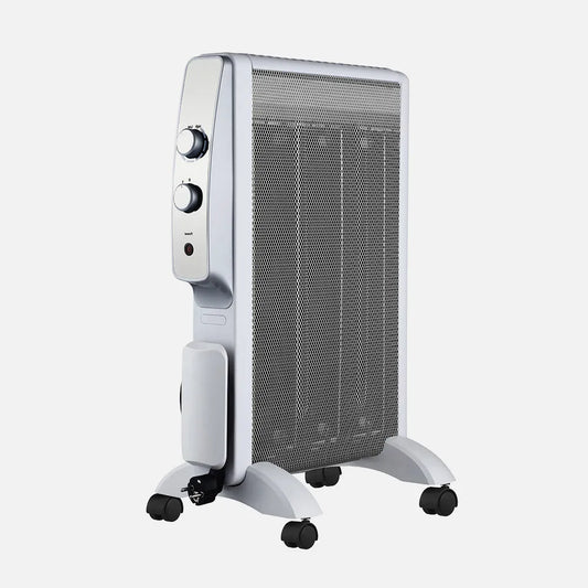 RADIADOR DE MICA ABRIGO 1500W 3ELEM BLANCO/PLATA 2POT ANTIVUELCO,LUZ INDICADORA TERMOST.REGULABLE 61,5X47X26,5CM